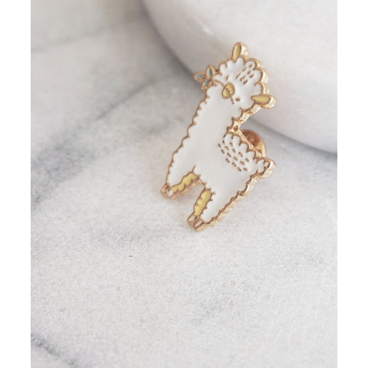 White Llama Pin Image 3