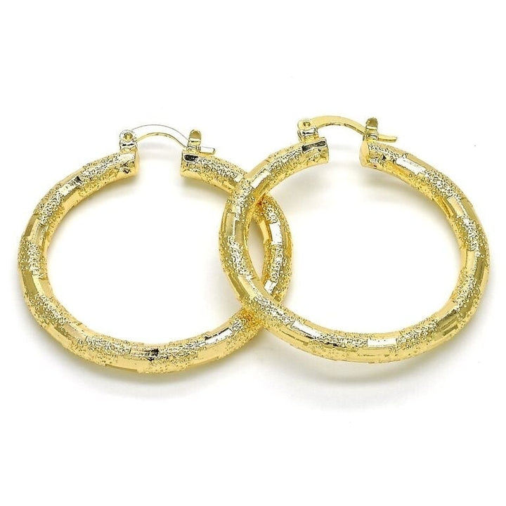 Gold Filled Medium Hoop Matte Finish Golden Tone Image 1