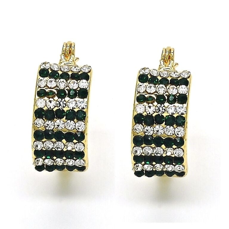 Emerald Crystal Earring 18k Gold Filled High Polish Finsh Image 1