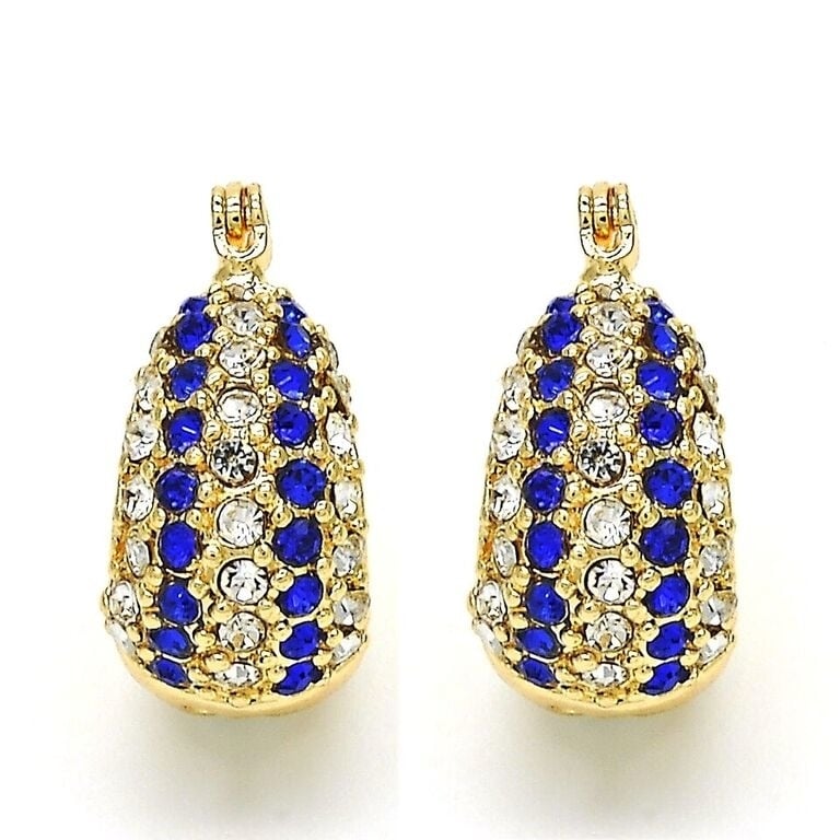 18K Gold Filled High Polish Finsh 5 Line Sapphire Crystal Earring Image 1