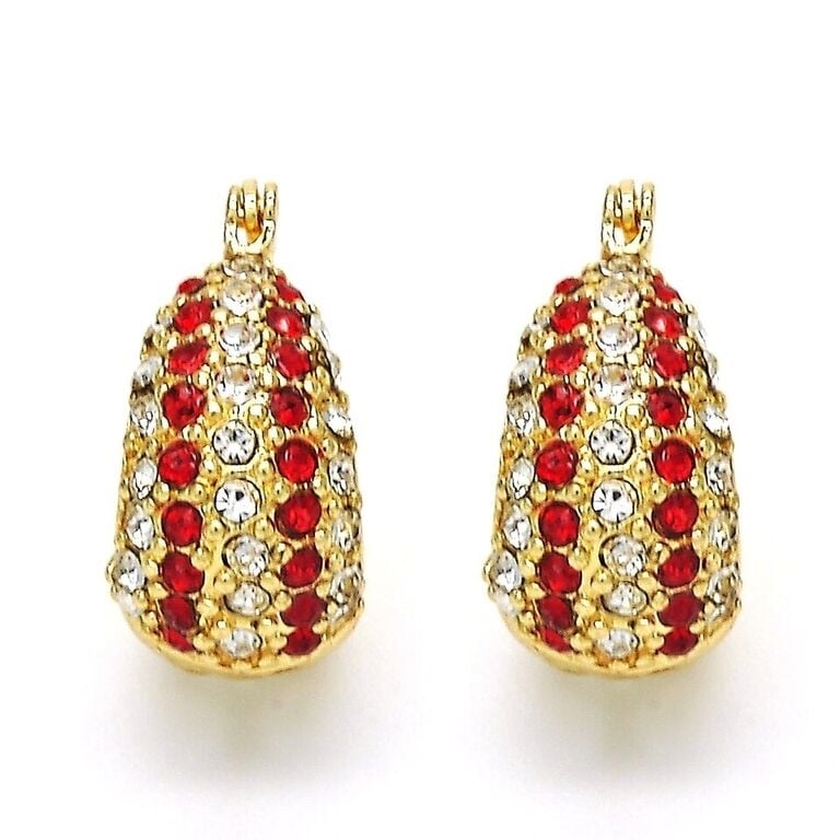 18k Gold Filled High Polish Finsh 5 Line Ruby Crystal Earring Image 1