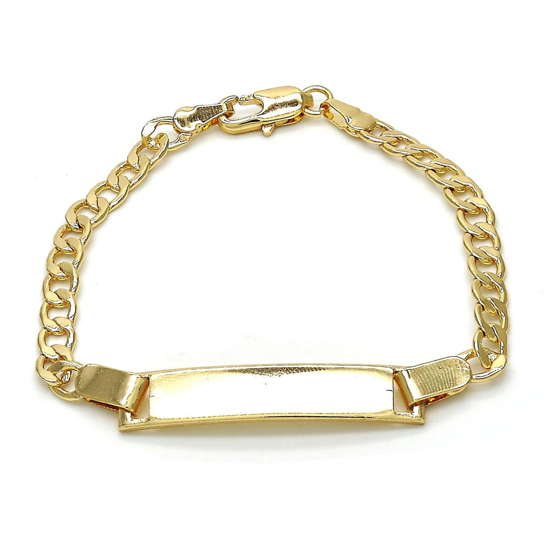 18k Gold Filled High Polish Finsh Cuban Link Id Bracelet 6 Image 1