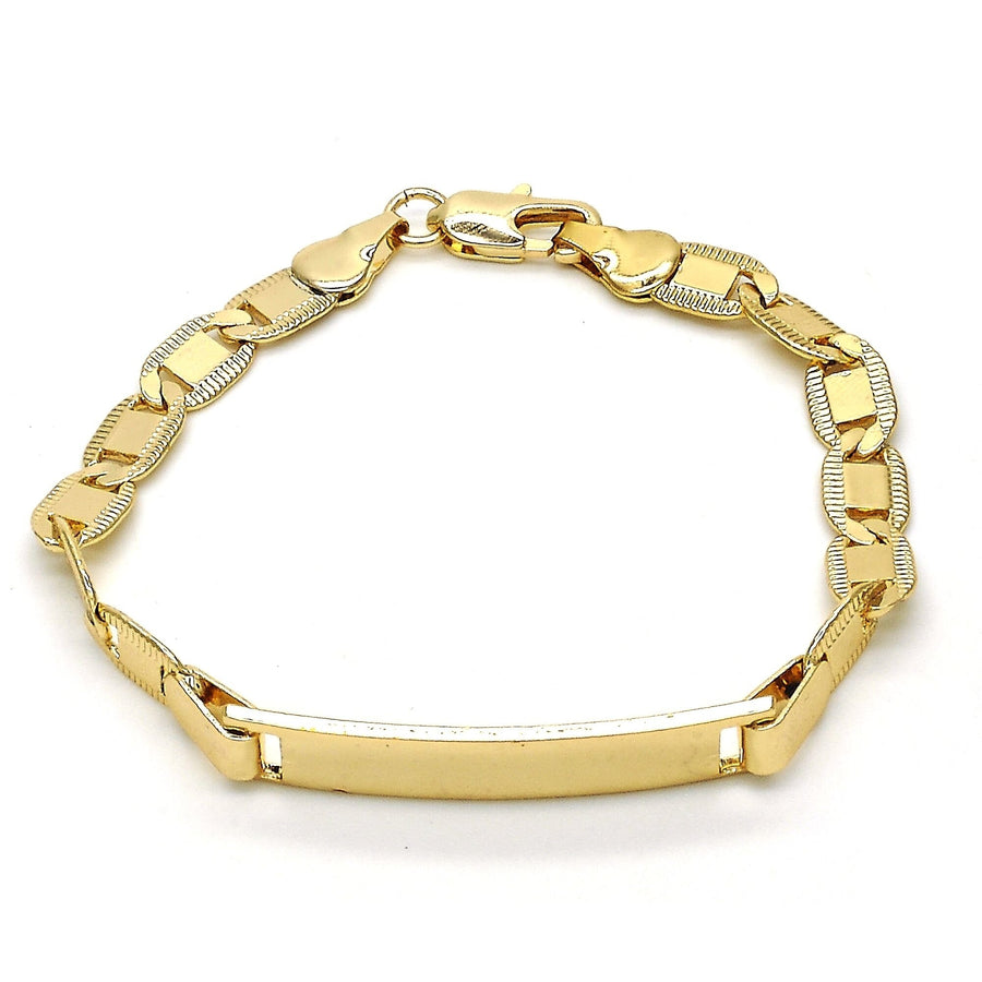 18k Gold Filled High Polish Finsh Mariner Link Id Bracelet 6 Image 1