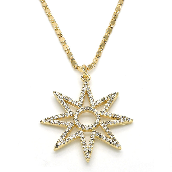 18k Gold Filled High Polish Finsh Elegant Star Shape Necklace with Diamond Accent Image 1