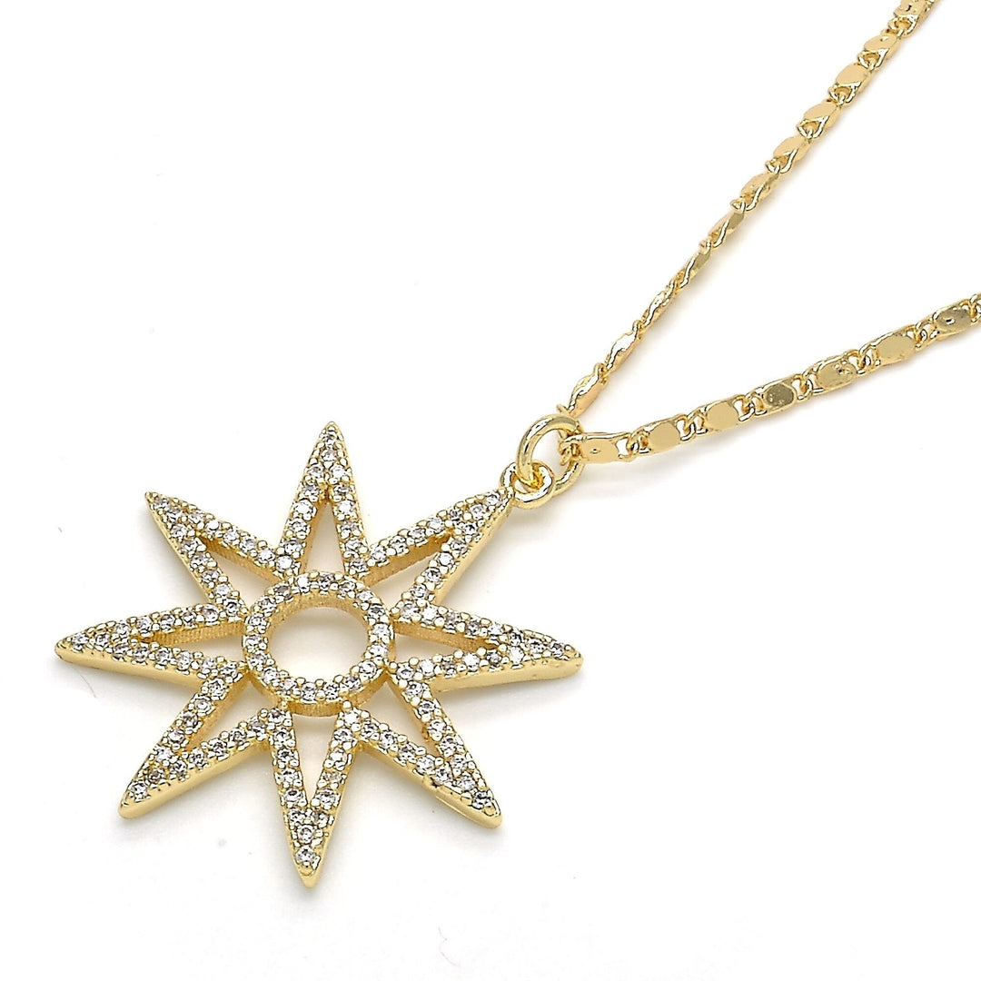 18k Gold Filled High Polish Finsh Elegant Star Shape Necklace with Diamond Accent Image 2