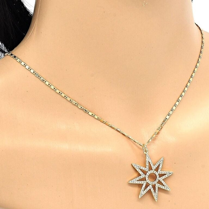 18k Gold Filled High Polish Finsh Elegant Star Shape Necklace with Diamond Accent Image 3