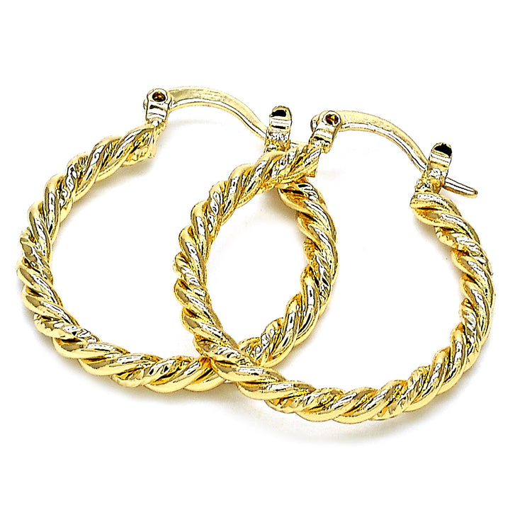 GOLD FILLED TWIST HOOP EARRING Image 1