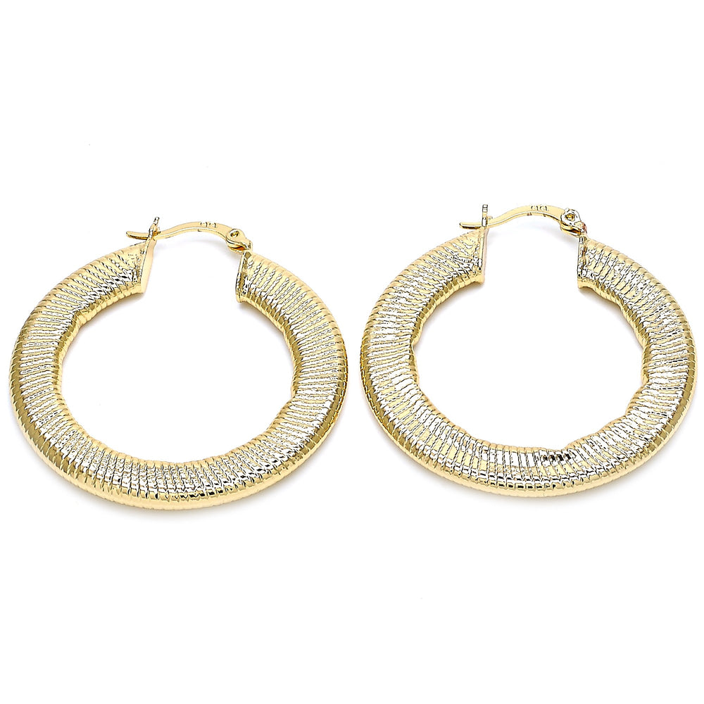 GOLD FILLED FLAT HOOP EARRINGS Image 2