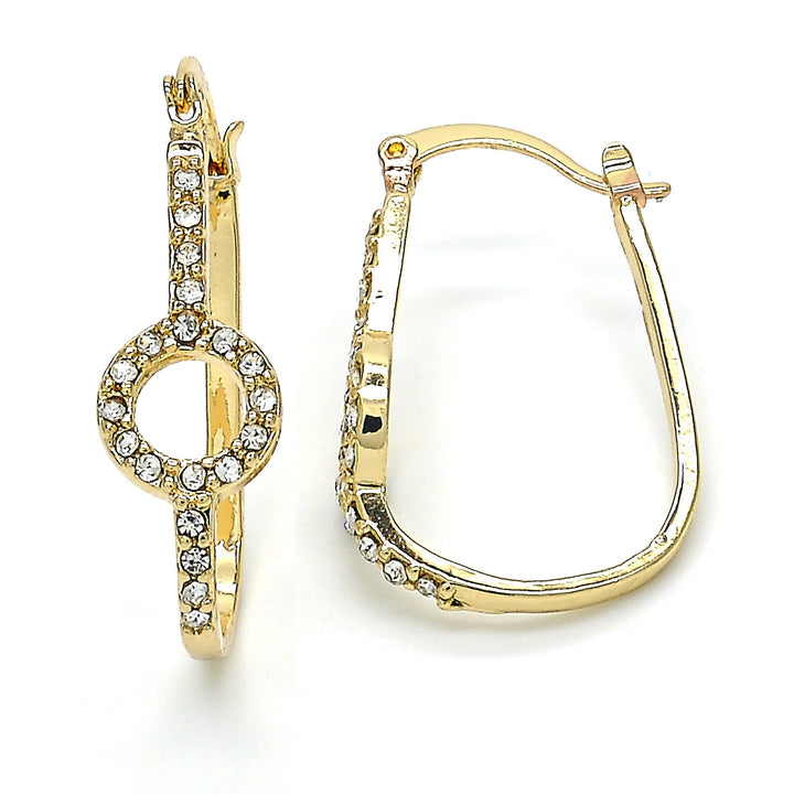 18k Gold Filled High Polish Finsh Small Hoop with White Crystal Polished Finish Golden Tone Image 2