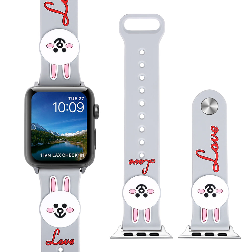 Bunny Cartoon Silicone Sport Watch Band Replacement Wrist Strap Bracelet Compatible with Apple Watch Series 3,2,1 Image 1