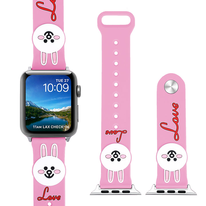 Bunny Cartoon Silicone Sport Watch Band Replacement Wrist Strap Bracelet Compatible with Apple Watch Series 3,2,1 Image 2