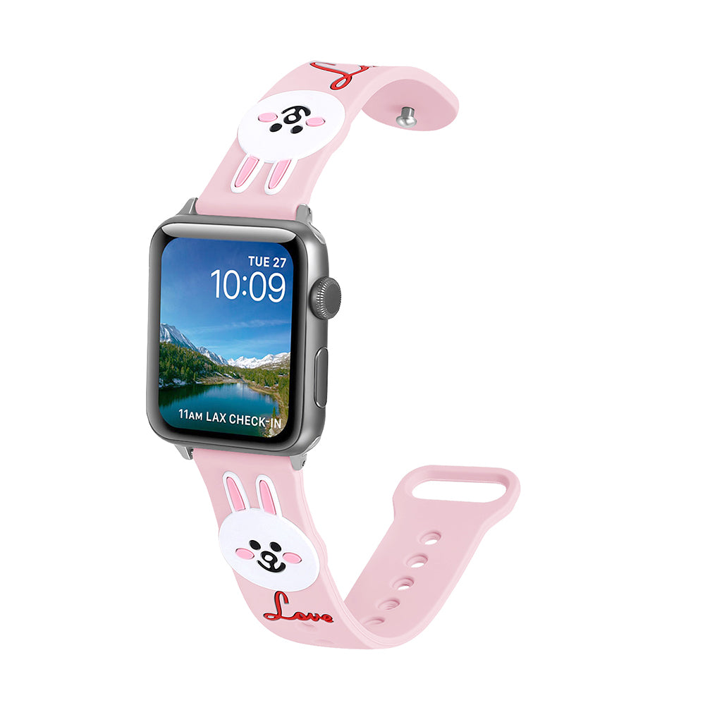 Bunny Cartoon Silicone Sport Watch Band Replacement Wrist Strap Bracelet Compatible with Apple Watch Series 3,2,1 Image 4