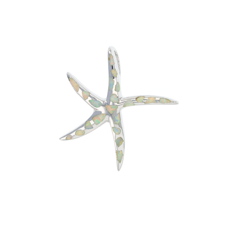 Sterling Silver White Opal Starfish Pendant with 18" Free Chain Image 1