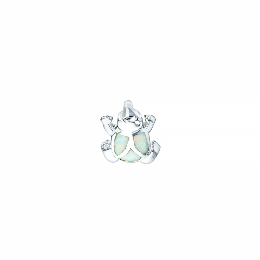 Sterling Silver White Opal Small Split Frog Pendant with 18" Free Chain Image 1