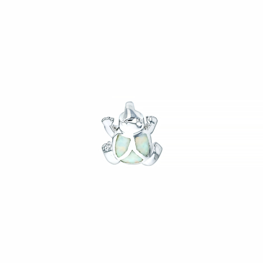 Sterling Silver White Opal Small Split Frog Pendant with 18" Free Chain Image 1