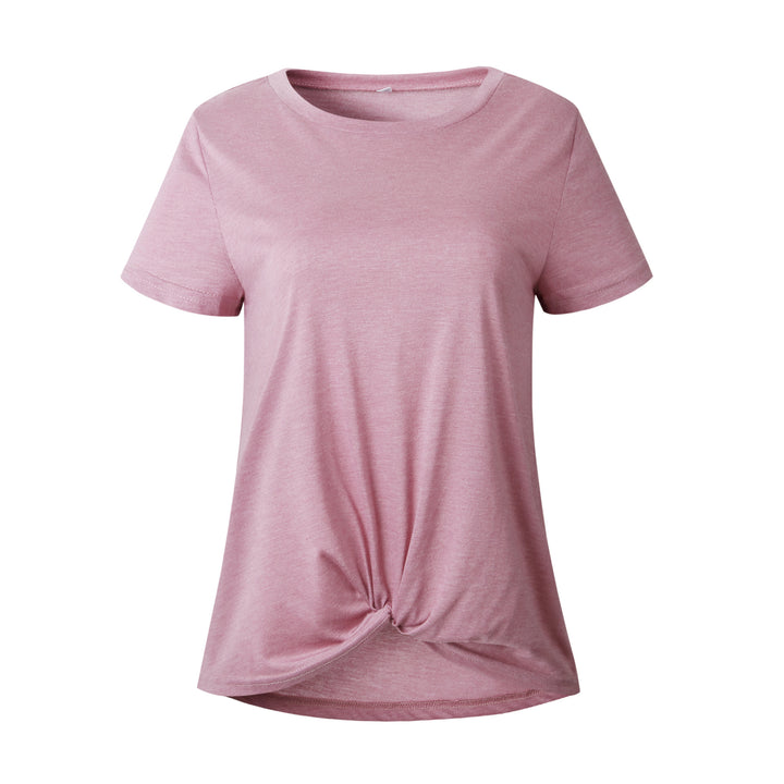 Front Twist Short Sleeve Blouse Tshirt Image 7