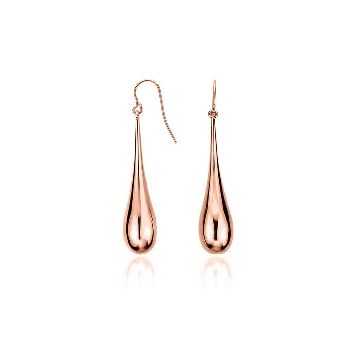 Italian Sterling Silver Teardrop Earrings 18K Gold Rose Gold Plated 925 Stamped Image 3