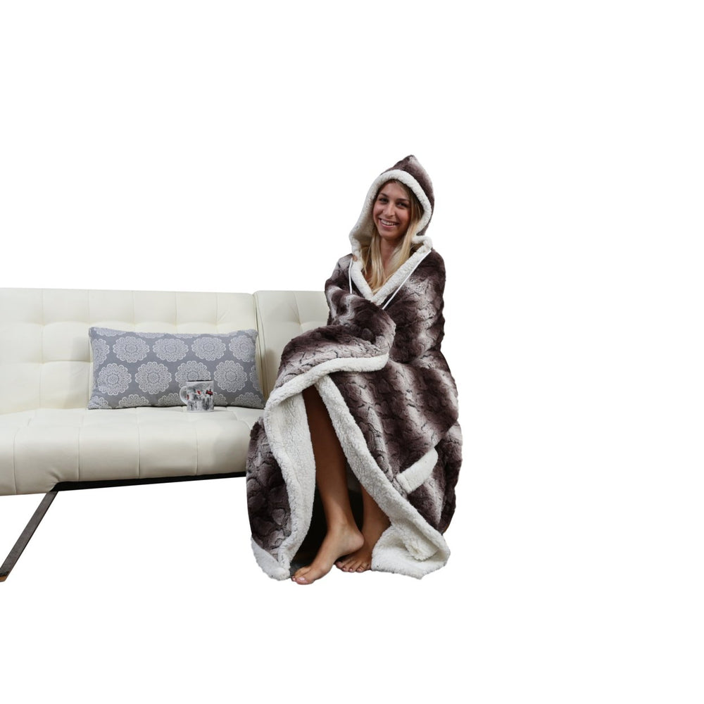 Sherpa-Lined Animal Print Hooded Robe, Multiple Colors Image 2