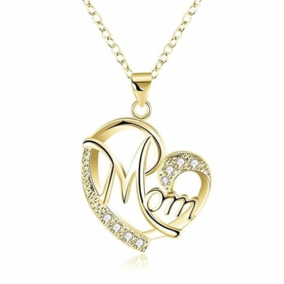 18K Gold Plated Mom CZ Pendant Necklace Image 2