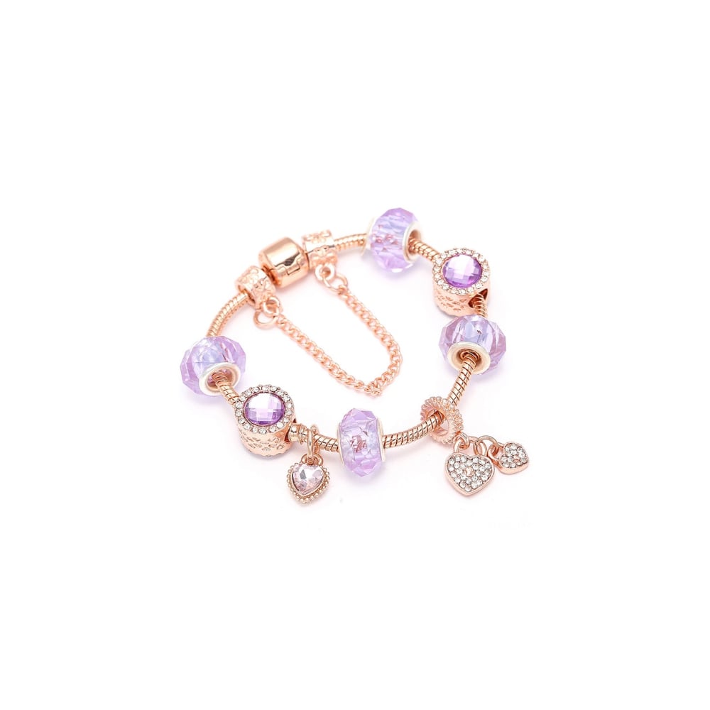 18K Rose Gold Plated Crystal Charm Bracelet Swarovski Elements 7.5 Inch Image 1