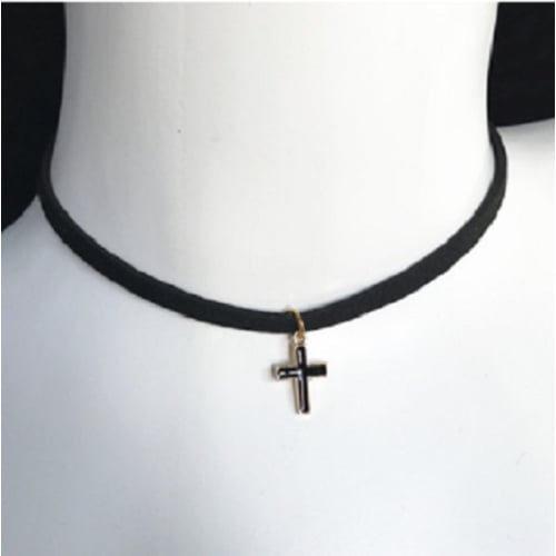 Gothic Black Lace Velvet Choker Necklace Love Cross Necklaces and Pendants For Women Gifts Handmade Image 2