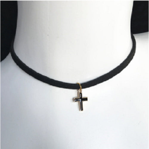 Gothic Black Lace Velvet Choker Necklace Love Cross Necklaces and Pendants For Women Gifts Handmade Image 1