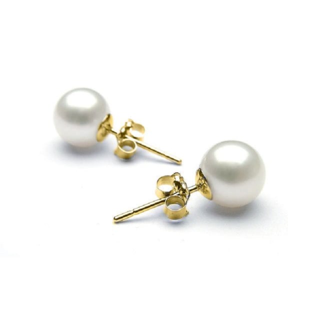 Gold Filled 8mm Simple Pearl Earrings Image 2