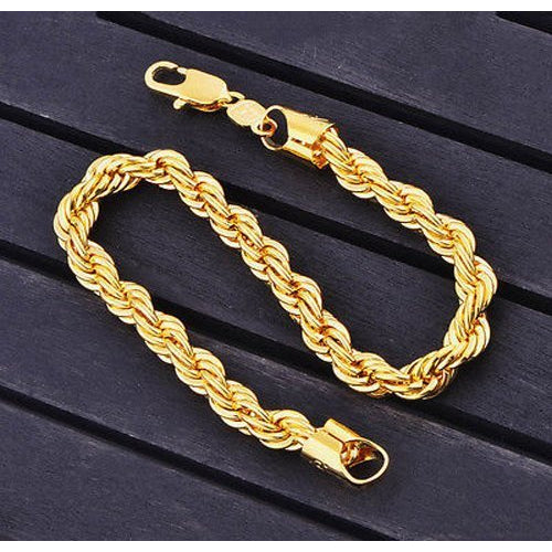 18kt Gold Filled Crafted Unisex Diamond Cut Rope Bracelet Image 2