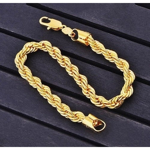 18kt Gold Filled Crafted Unisex Diamond Cut Rope Bracelet Image 1
