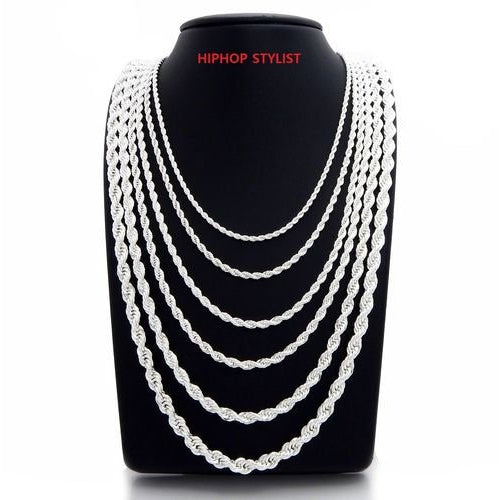 Rope Chain 5mm 24" 14K Silver Plated Necklace Image 2