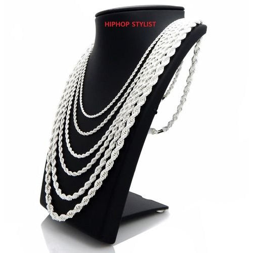 Rope Chain 5mm 24" 14K Silver Plated Necklace Image 6
