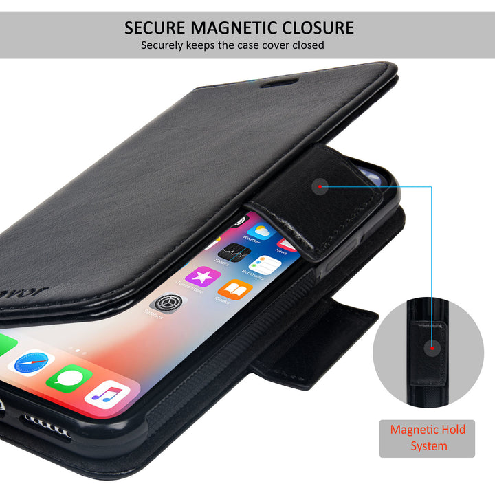 NAVOR iPhone Xs and X Detachable Magnetic Wallet Case with RFID Protection Vajio Series Image 10