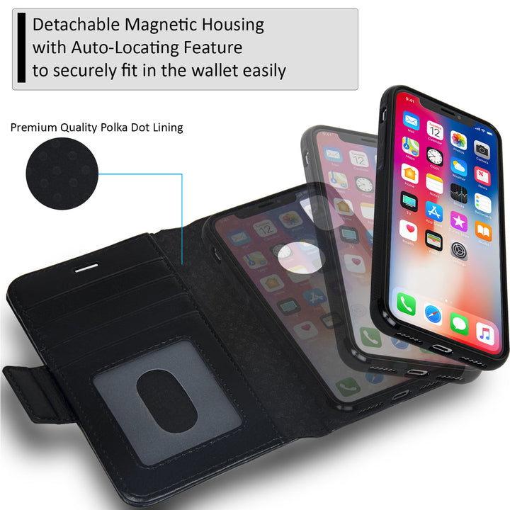 NAVOR iPhone Xs and X Detachable Magnetic Wallet Case with RFID Protection Vajio Series Image 11