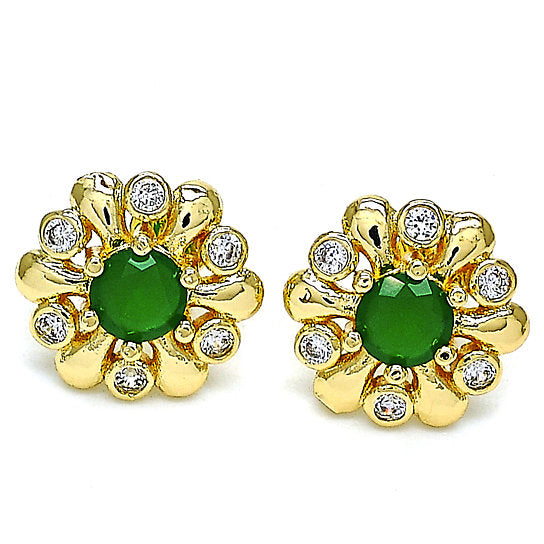 Gold Filled Green Flower Earring Image 1