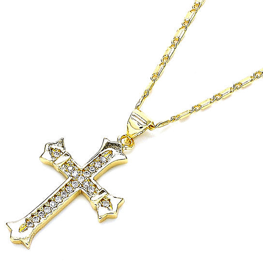 14k Gold Filled MIRCO PAVA CROSS CHARM NECKLACE Image 1