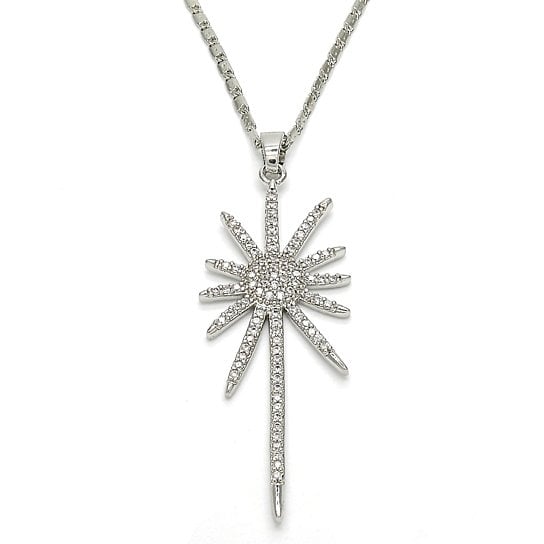 Rhodium Plated Silver PlatedFancy Necklace with Micro Pave Image 1