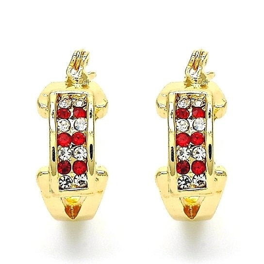 Gold Filled RUBY CRYSTAL EARRING Image 1