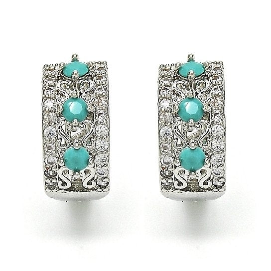 RHODIUM PLATED Turquoise EARRINGS Image 1