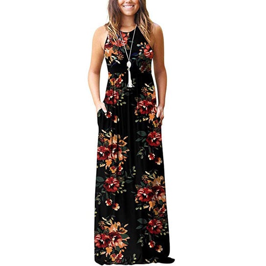 Sleeveless Racerback Maxi Dresses with Pockets Image 1