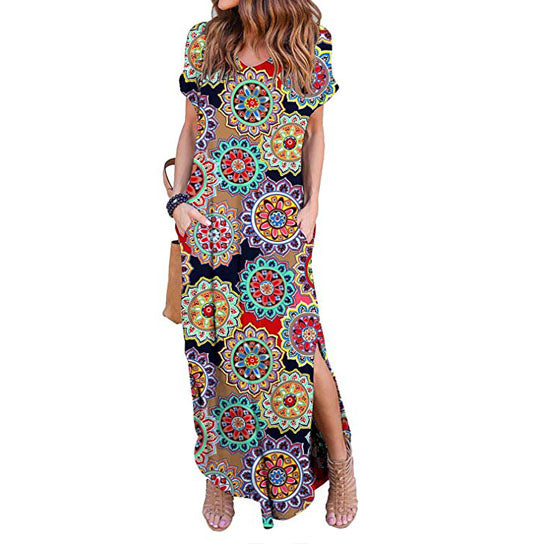 Boho Mandala Print Maxi Dress Image 2