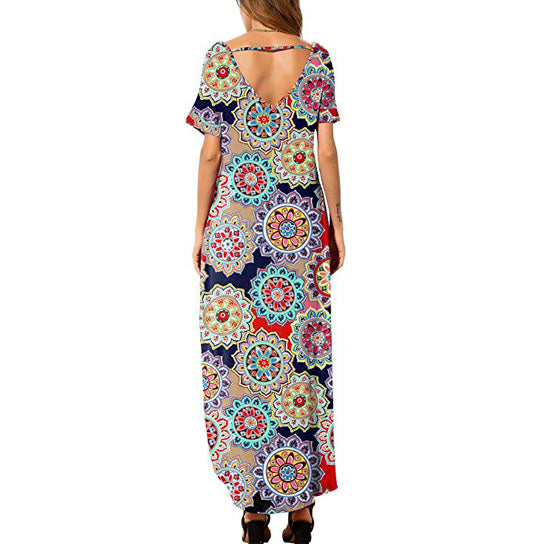 Boho Mandala Print Maxi Dress Image 3