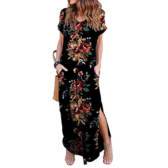 Side Split Loose Maxi Floral Dress Image 3