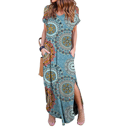 Boho Mandala Print Maxi Dress Image 4