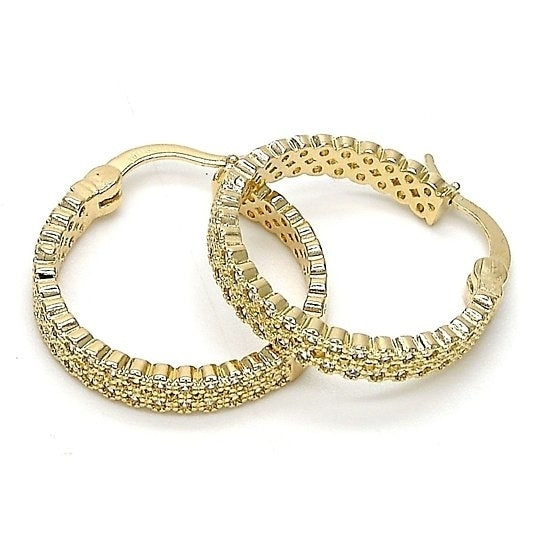 Gold Filled Nugget Hoop Earrings with Micro Pava Setting Image 1