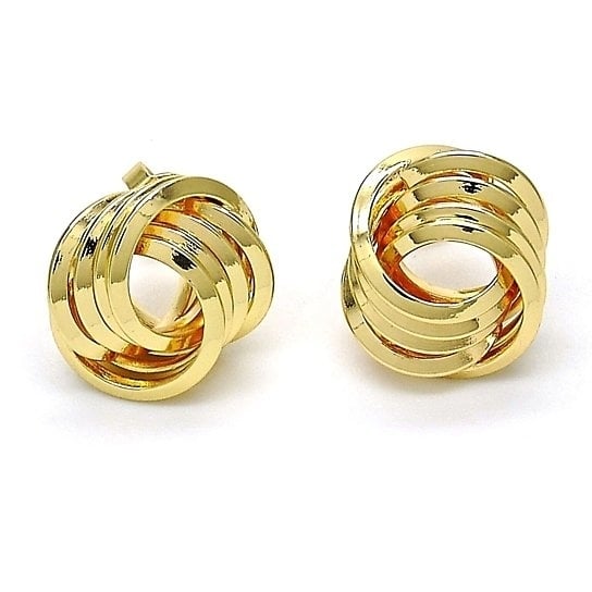 Gold Filled Stud EarringLove Knot DesignShinny FinishPlateden Tone Image 1