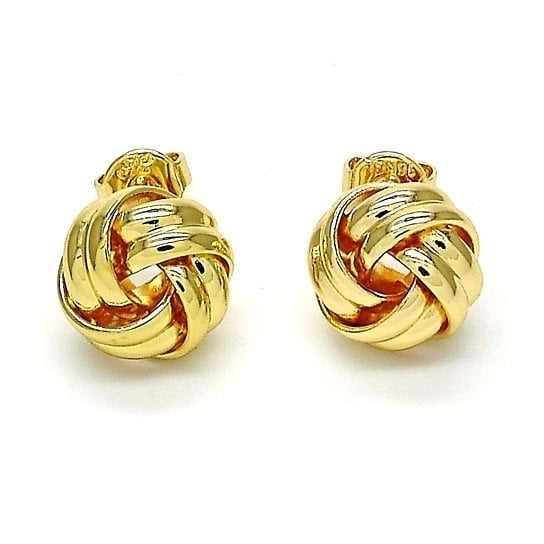 Gold Filled Layered Stud EarringLove Knot DesignPolished FinishPlateden Tone Image 1