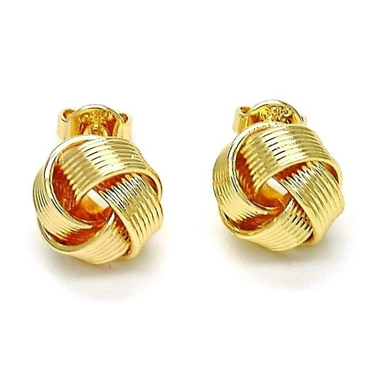 Gold Filled Stud EarringLove Knot DesignSlightly Brushed FinishPlateden Tone Image 1