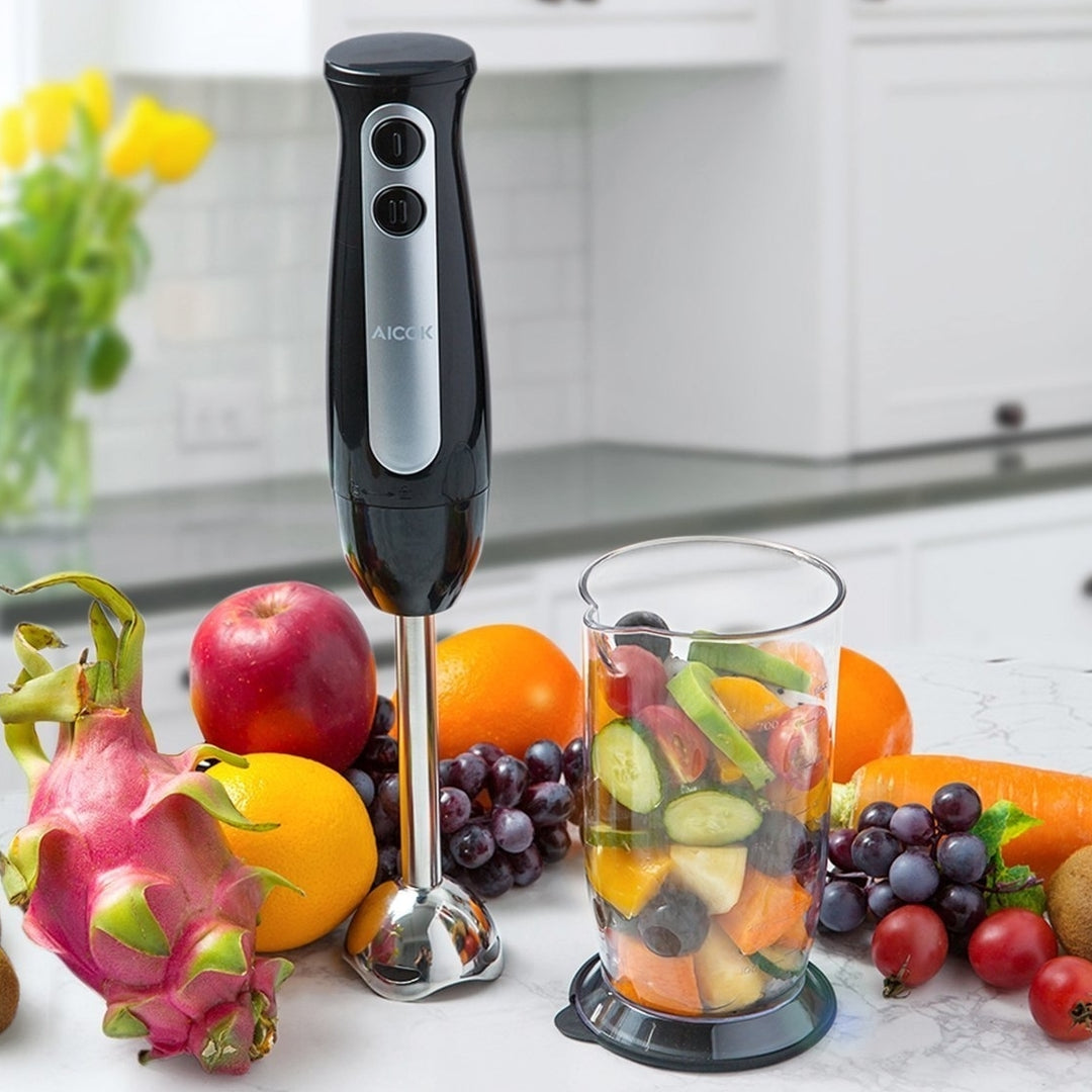 Immersion Blender 2 in 1 Hand Blender 400 Watt 2 Speed Slip-proof Ergonomic Grip Stick blender 700ml BPA-Free Blending Image 1