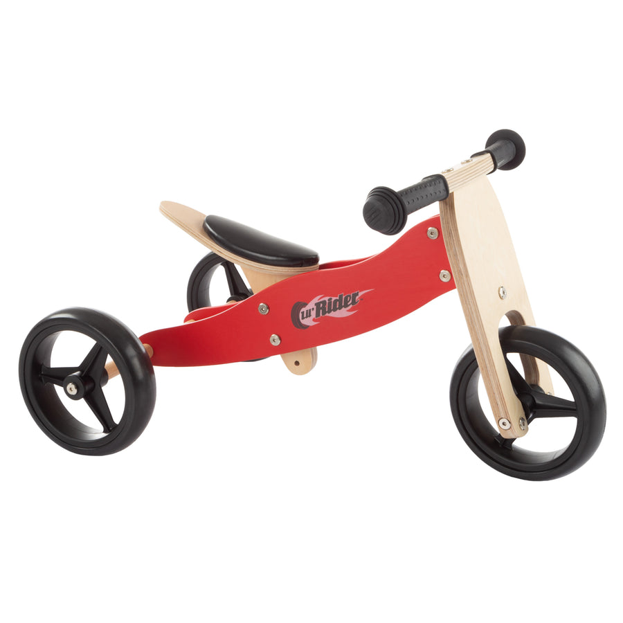 2-in-1 Wooden Balance Bike and Push Tricycle- Ride-On Toy with Easy Grip HandlesNo PedalsRubber Wheels for Boys and Image 1