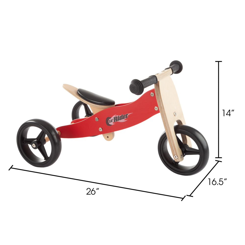2-in-1 Wooden Balance Bike and Push Tricycle- Ride-On Toy with Easy Grip HandlesNo PedalsRubber Wheels for Boys and Image 2